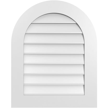 Ekena Millwork Round Top Surface Mount PVC Gable Vent: Non-Functional, w/ 3-1/2"W x 1"P Standard Frame, 24"W x 30"H GVPRT24X3001SN